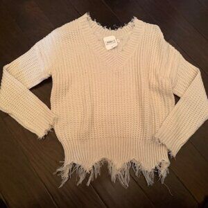NWT Altar'd state ivory raw hem sweater size small NEW